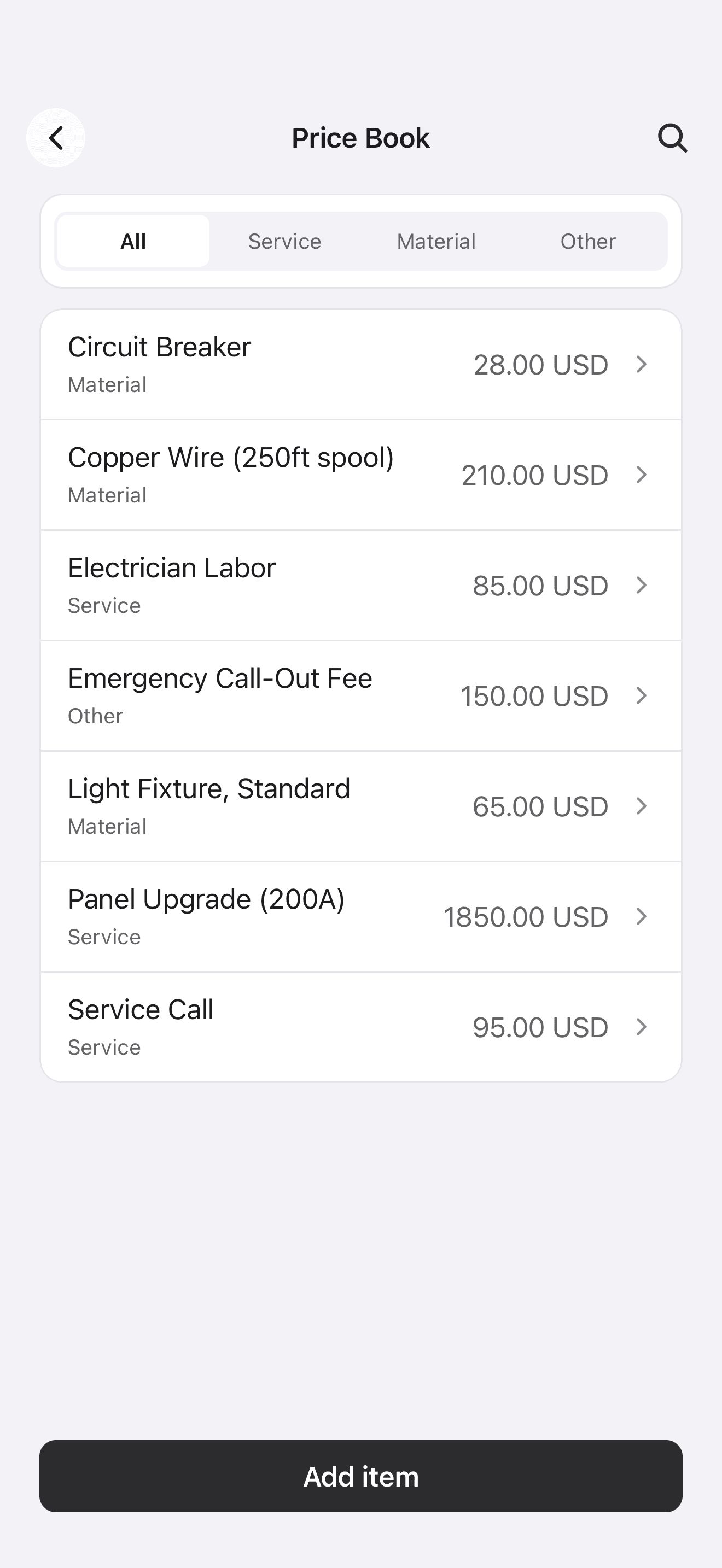 Price book on iPhone